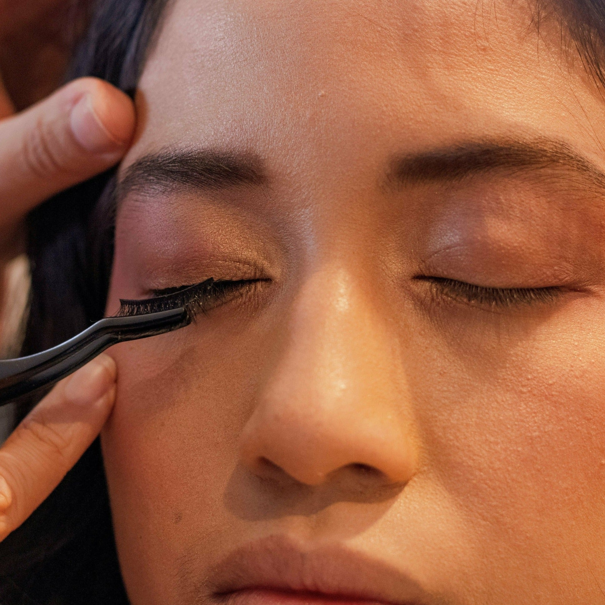 False Eyelash Tweezers in Use